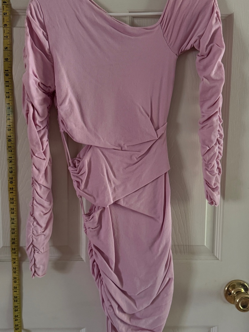 Zara Pink Ruched Long-Sleeve Women’s Dress